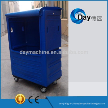 HM-2 PE plastic laundry trolley with COVER,COMPETITIVE trolley price, STOCK trolley for sale